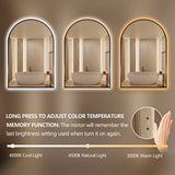 Arched Touchless Back-Lit Matte Black LED Mirror - Three Light Temperatures | Indulge Bathroom