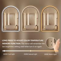 Arched Touchless Back-Lit Matte Black LED Mirror - Three Light Temperatures | Indulge Bathroom