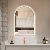 Arched Touchless Back-Lit Brushed Gold LED Mirror - Three Light Temperatures | Indulge Bathroom