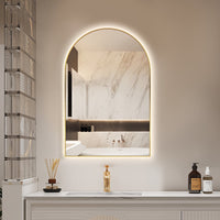 Arched Touchless Back-Lit Brushed Gold LED Mirror - Three Light Temperatures | Indulge Bathroom