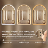 Arched Touchless Back-Lit Brushed Gold LED Mirror - Three Light Temperatures | Indulge Bathroom