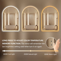 Arched Touchless Back-Lit Brushed Gold LED Mirror - Three Light Temperatures | Indulge Bathroom