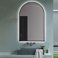 Arched Touchless Back-Lit Matte Black LED Mirror - Three Light Temperatures | Indulge Bathroom