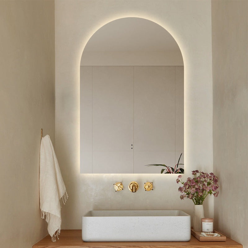 Arched Touchless 600 x 900 LED Mirror - Three Light Temperatures | Indulge Bathroom