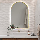 Arched Touchless Back-Lit Brushed Gold LED Mirror - Three Light Temperatures | Indulge Bathroom