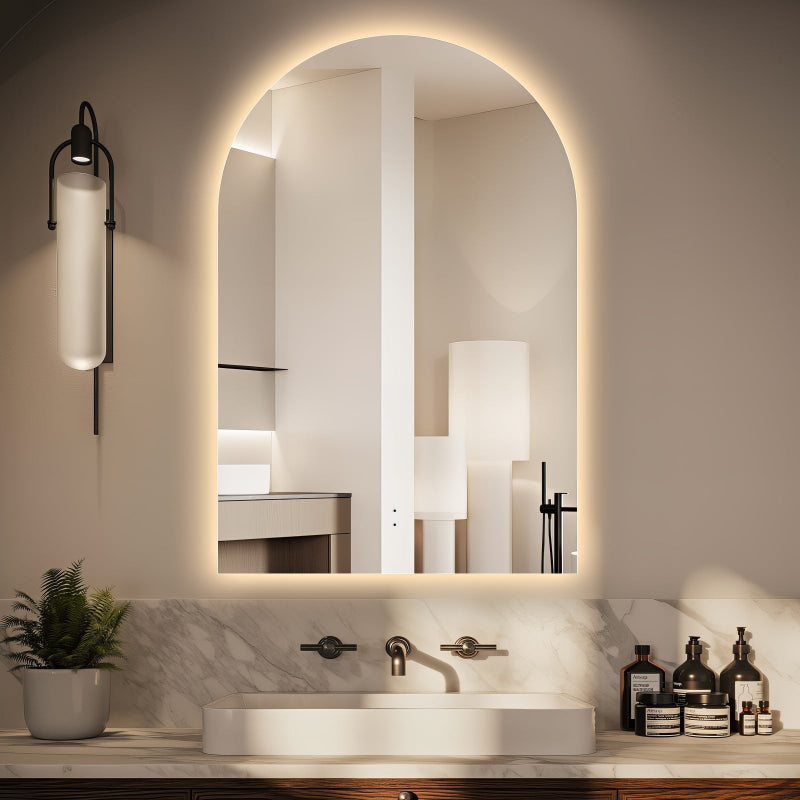 Arched Touchless 600 x 900 LED Mirror - Three Light Temperatures | Indulge Bathroom