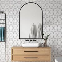 Arched Matte Black 600 x 900 Framed Mirror | Indulge Bathroom