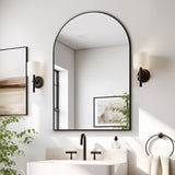 Arched Matte Black 600 x 900 Framed Mirror | Indulge Bathroom