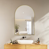 Arched Brushed Gold 600 x 900 Framed Mirror | Indulge Bathroom
