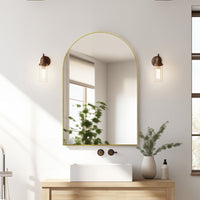 Arched Brushed Gold 600 x 900 Framed Mirror | Indulge Bathroom