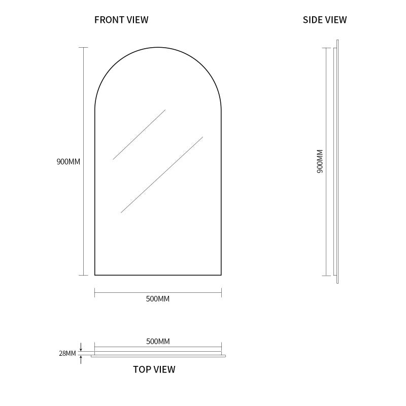 Arched 500 x 900 Polished Edge Mirror | Indulge Bathroom