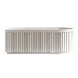 Kelsa Fluted 1700mm Matte White Left Corner Fit Designer Round Freestanding Bath | Indulge Bathroom