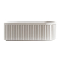 Kelsa Fluted 1700mm Matte White Left Corner Fit Designer Round Freestanding Bath | Indulge Bathroom