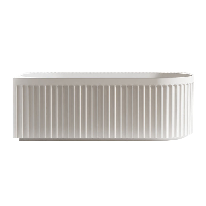 Kelsa Fluted 1700mm Matte White Left Corner Fit Designer Round Freestanding Bath | Indulge Bathroom