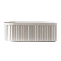 Kelsa Fluted 1700mm Matte White Left Corner Fit Designer Round Freestanding Bath | Indulge Bathroom