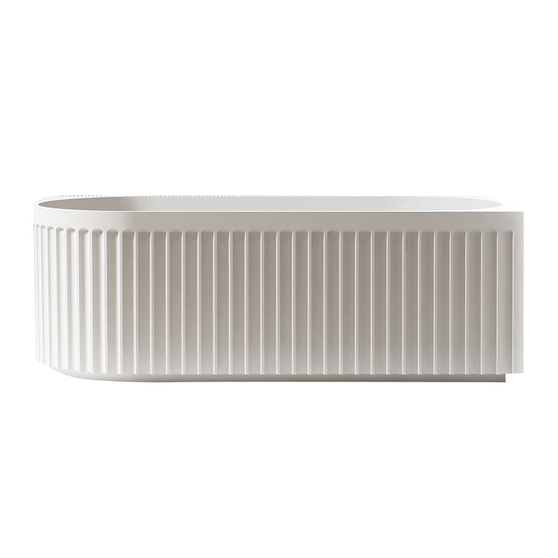 Kelsa Fluted 1500mm Matte White Left Corner Fit Designer Round Freestanding Bath | Indulge Bathroom