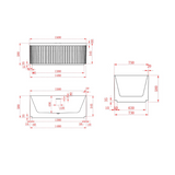 Kelsa Fluted 1500mm Matte White Designer Round Freestanding Bath | Indulge Bathroom