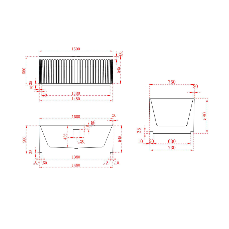 Kelsa Fluted 1500mm Matte White Designer Round Freestanding Bath | Indulge Bathroom