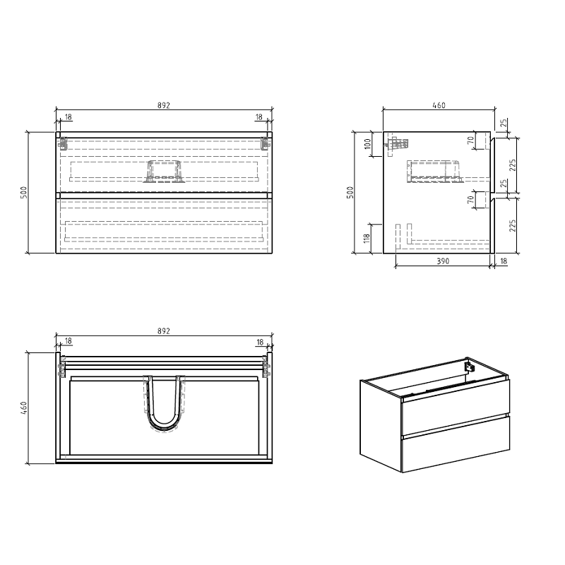 Avia 900mm White Oak Wall Hung Vanity | Indulge Bathroom