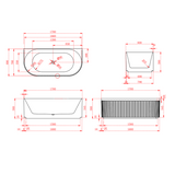Kelsa Fluted 1700mm Matte White Back to Wall Designer Round Freestanding Bath | Indulge Bathroom