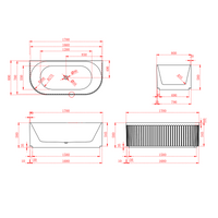 Kelsa Fluted 1700mm Matte White Back to Wall Designer Round Freestanding Bath | Indulge Bathroom