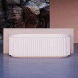 Kelsa Fluted 1500mm Matte White Back to Wall Designer Round Freestanding Bath | Indulge Bathroom
