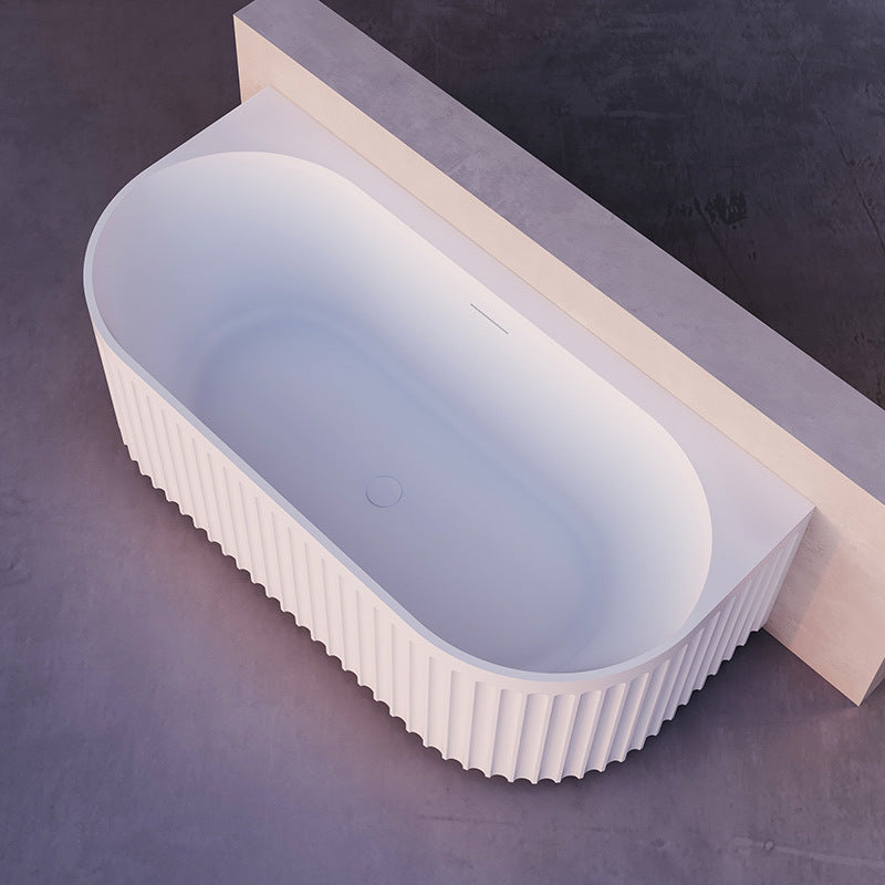 Kelsa Fluted 1700mm Matte White Back to Wall Designer Round Freestanding Bath | Indulge Bathroom