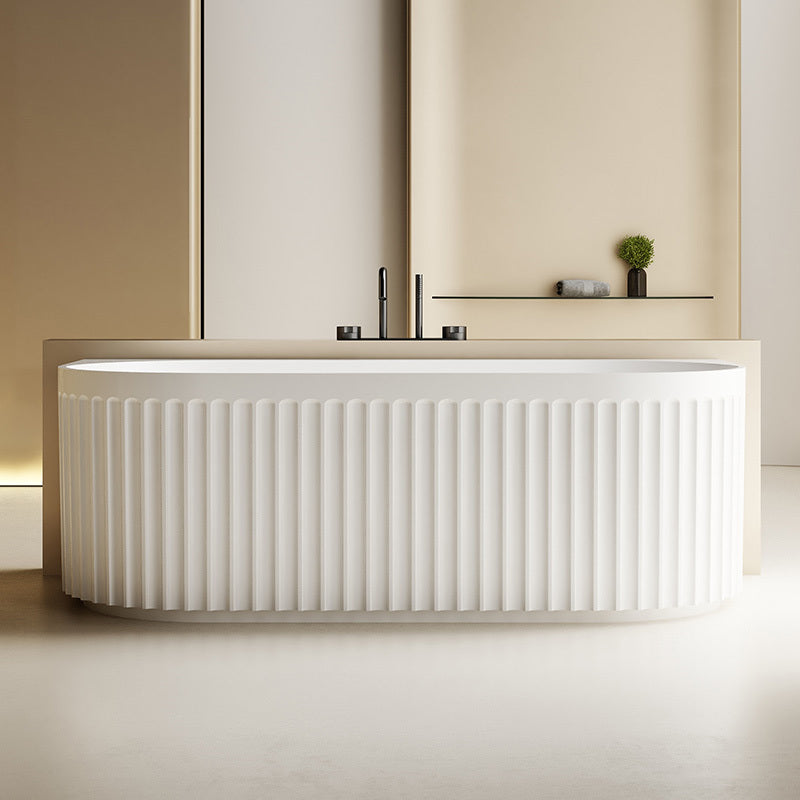 Kelsa Fluted 1500mm Matte White Back to Wall Designer Round Freestanding Bath | Indulge Bathroom