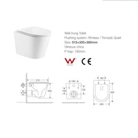 Cesena Rimless Tornado Vortex Wall Hung Toilet Suite Pan | Indulge Bathroom