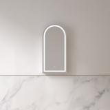 Cresta LED 450 x 900mm Matte White Arched Shaving Cabinet | Indulge Bathroom