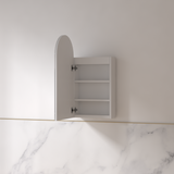 Cresta LED 450 x 900mm Matte White Arched Shaving Cabinet | Indulge Bathroom