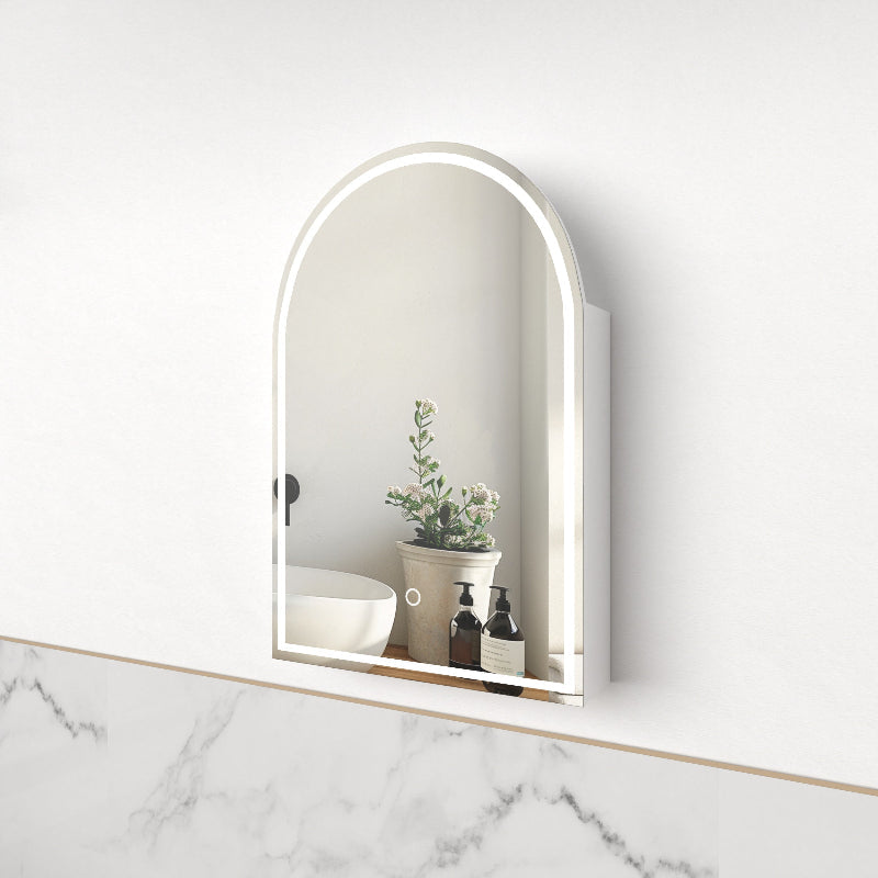 Cresta LED Matte White Arched Shaving Cabinet | Indulge Bathroom