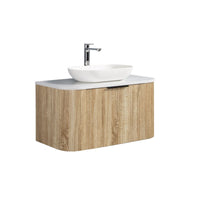 Ronda 900 Curved White Oak Fluted Wall Hung Vanity | Indulge Bathroom