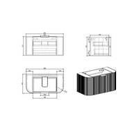 Ronda 900 Curved White Oak Fluted Wall Hung Vanity | Indulge Bathroom