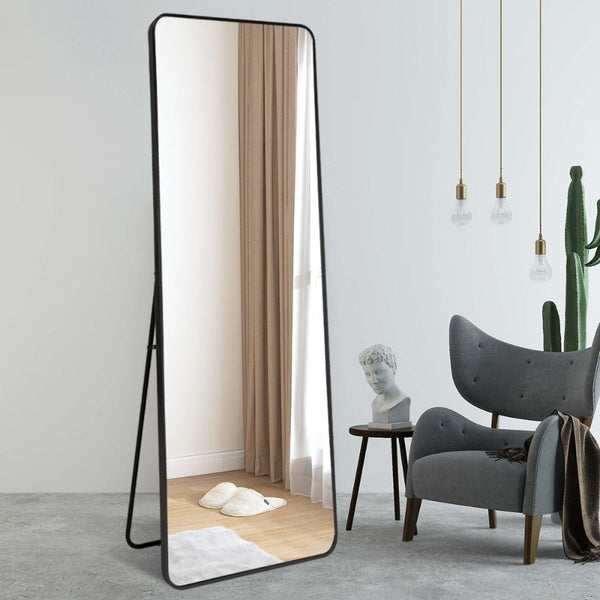 Curva 600 x 1600mm Freestanding Matte Black Framed Mirror | Indulge Bathroom