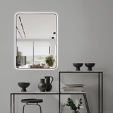 Curva Rectangle Matte Black 600 x 800 Touchless LED Mirror - Three Light Temperatures | Indulge Bathroom