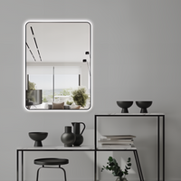 Curva Rectangle Matte Black 600 x 800 Touchless LED Mirror - Three Light Temperatures | Indulge Bathroom