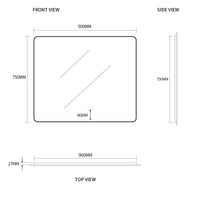 Curva Rectangle 900 x 750 Touchless LED Mirror - Three Light Temperatures | Indulge Bathroom