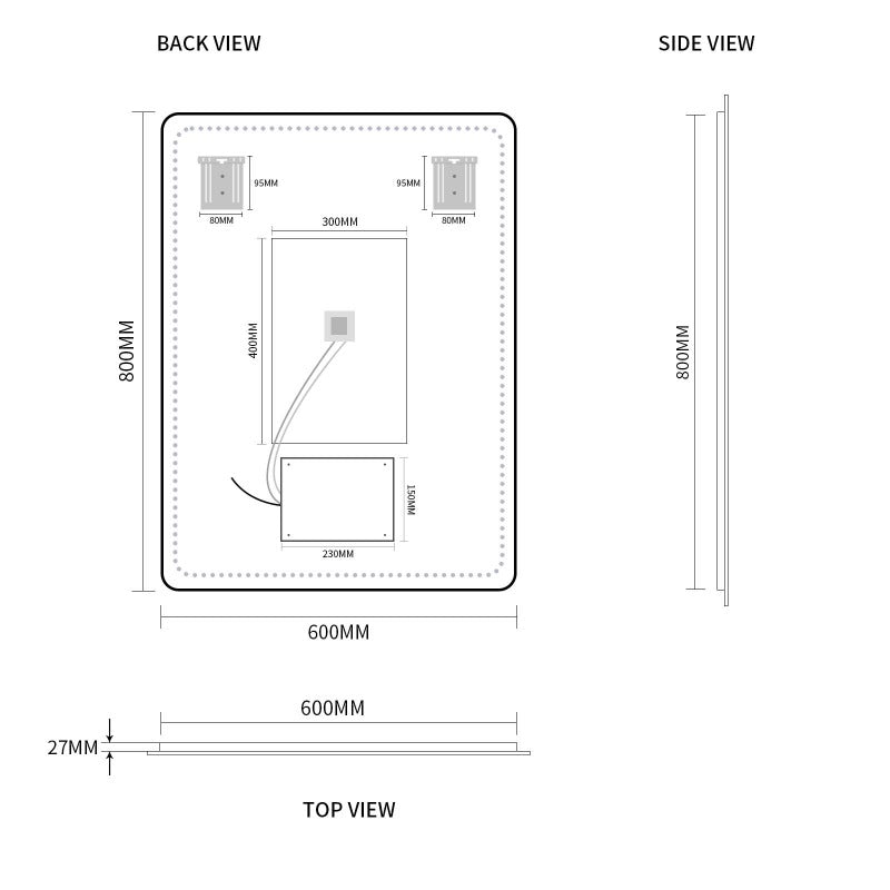 Curva Rectangle 600 x 800 Touchless LED Mirror - Three Light Temperatures | Indulge Bathroom