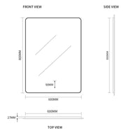 Curva Rectangle 600 x 800 Touchless LED Mirror - Three Light Temperatures | Indulge Bathroom