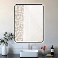 Curva Rectangle Matte Black 600 x 800 Touchless LED Mirror - Three Light Temperatures | Indulge Bathroom