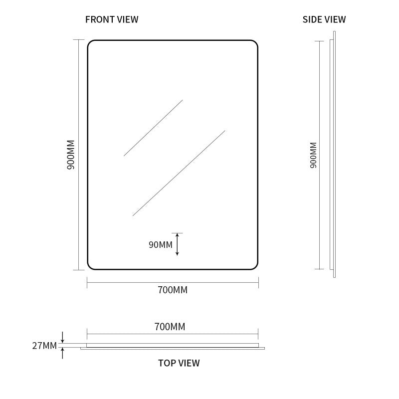 Curva Rectangle 700 x 900 Touchless LED Mirror - Three Light Temperatures | Indulge Bathroom