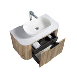 Ronda 900 Curved White Oak Fluted Wall Hung Vanity | Indulge Bathroom