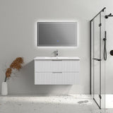 Kelsa 900 Fluted Matte White Wall Hung Vanity | Indulge Bathroom