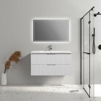 Kelsa 900 Fluted Matte White Wall Hung Vanity | Indulge Bathroom