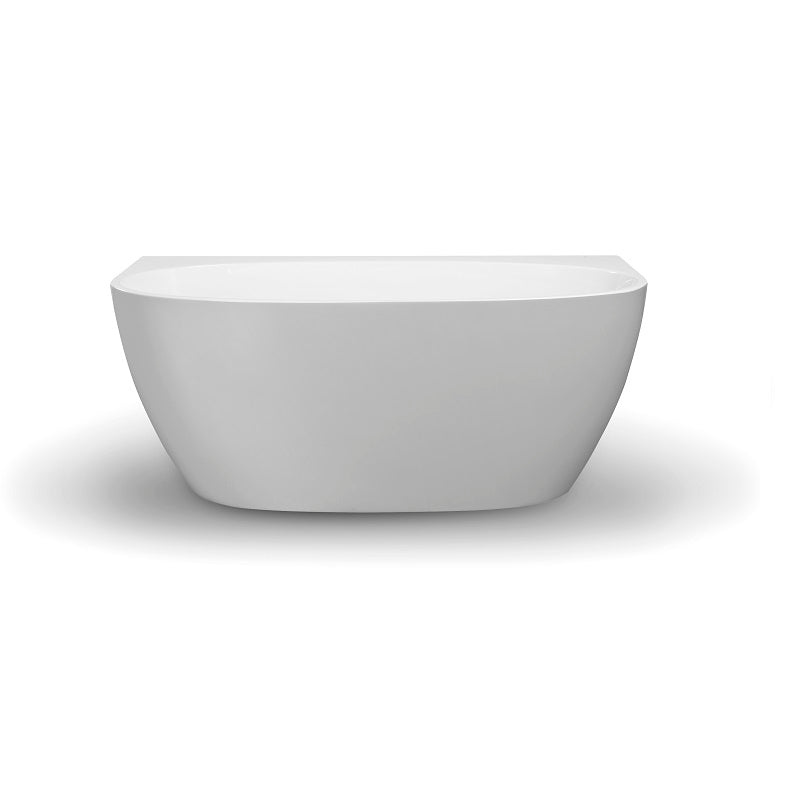 Delta 1500mm Gloss White Back to Wall Oval Freestanding Bath Tub | Indulge Bathroom