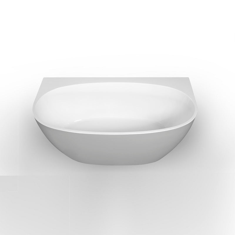 Delta 1500mm Gloss White Back to Wall Oval Freestanding Bath Tub | Indulge Bathroom