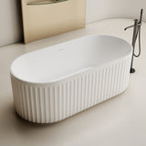 Kelsa Fluted 1500mm Matte White Designer Round Freestanding Bath | Indulge Bathroom