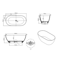 Fiora 1500mm Stone Matte White Freestanding Bath Tub | Indulge Bathroom