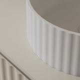 Flora 380mm Matte White Fluted Solid Surface Stone Round Above Counter Basin | Indulge Bathroom